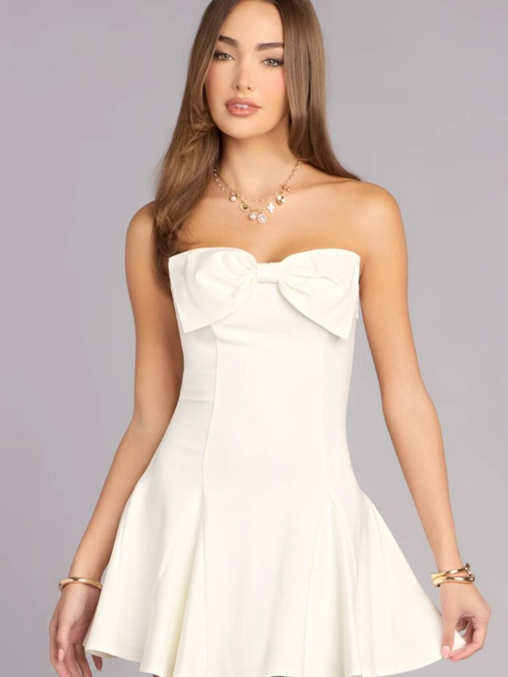 Windsor Darling Bow Strapless Skater Dress